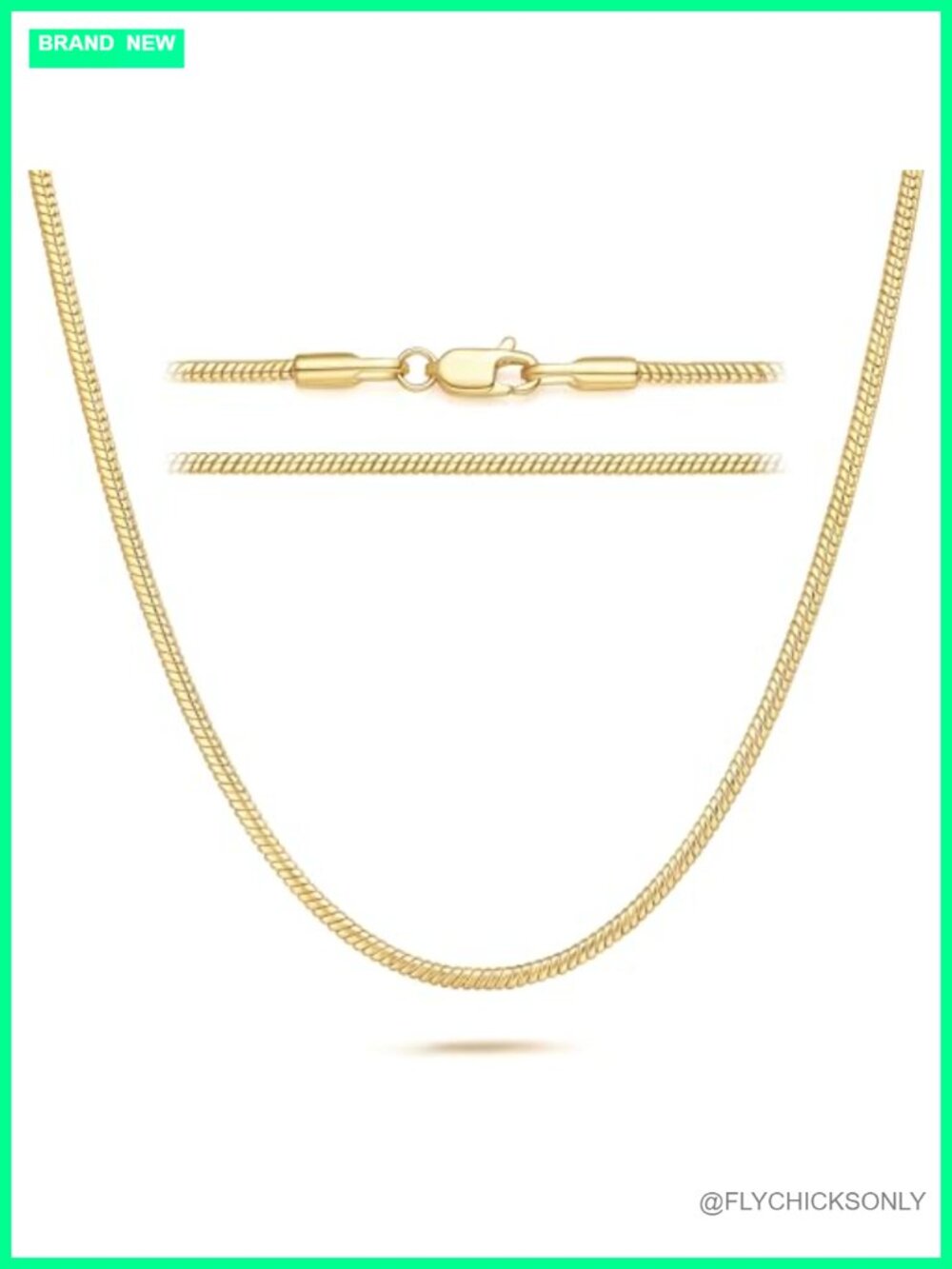 14k Gold Plated Snake Chain Necklace 2.5mm